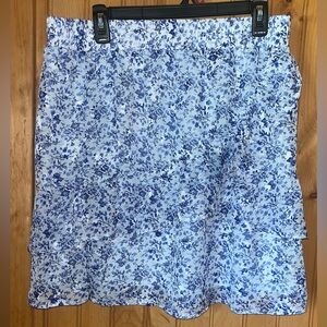 Blue floral tiered skirt